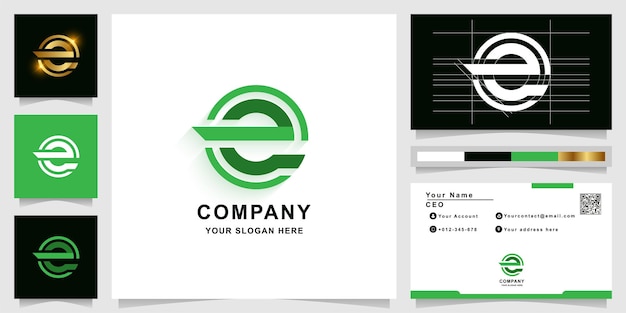 ベクトル 名刺デザインの文字eまたはeeモノグラムロゴテンプレート