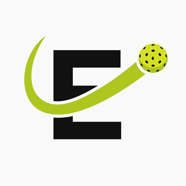 Letter E Pickleball Logo Concept Met Bewegend Pickleball Symbool Pickle Ball Logotype