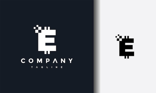 letter E pixel digital logo