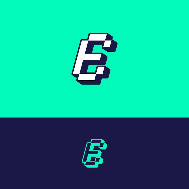 E文字ピクセルロゴのテンプレートデザイン
