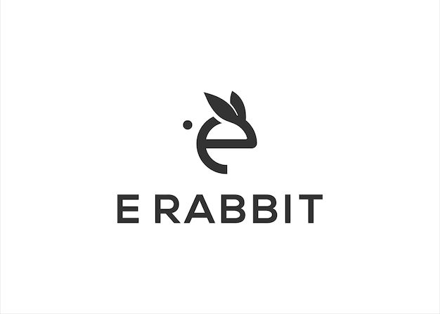 letter e rabbit logo design vector illustration