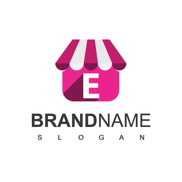 Letter e store logo design template, online shop symbol.