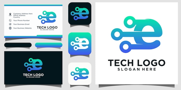 Letter e tech logo design
