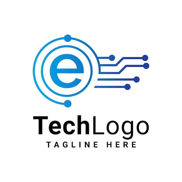 Letter e technology logo design vector tech logo design