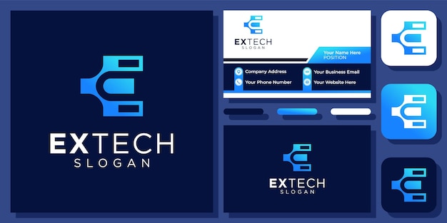 Letter E Technology Logo E Connection Logo Initial E Digital Vector Logo Design and Business Card