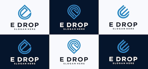 letter E waterdruppel logo ontwerp vector monoline stijl waterdruppel logo met letter E