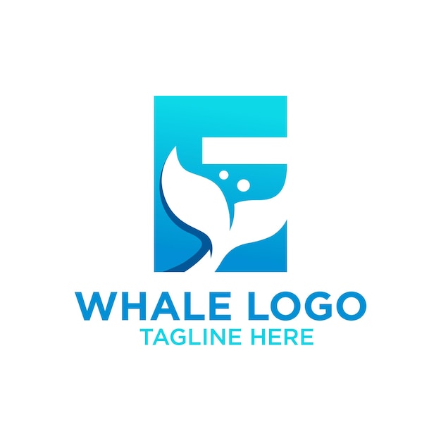 Letter e whale logo design template inspiration vector illustration