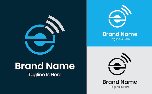 letter e wifi logo design
