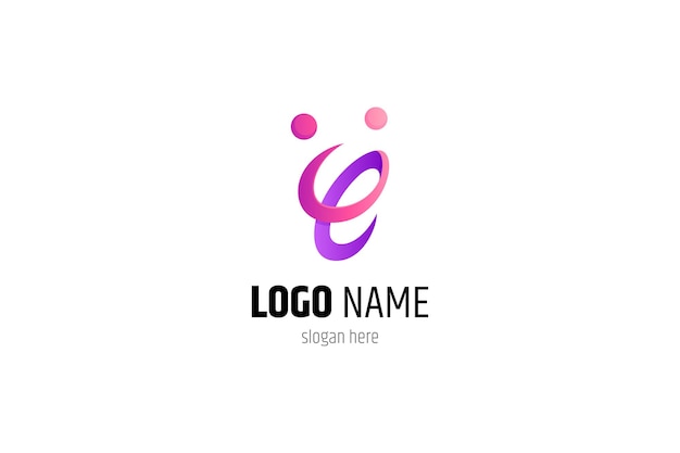 letter e with people care logo design