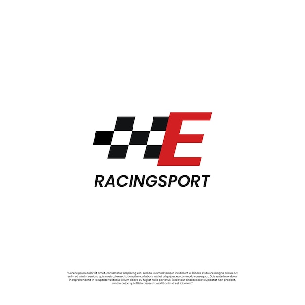 Vector letter e with racing flag icon template logo design