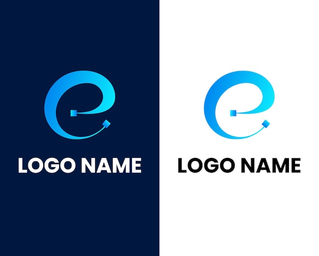 letter e with tech sign tech company modern business logo design template