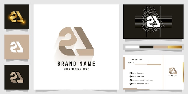 Letter eA or eL monogram logo with business card design