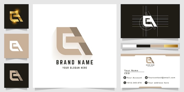 名刺デザインの文字eaまたはcaモノグラムロゴ