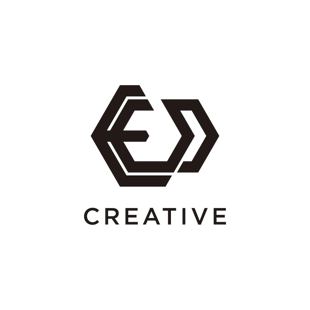 문자 ED 현대 초기 창의적인 모노그램 타이포그래피 로고