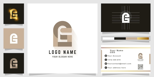 Letter eE or eG monogram logo with business card design