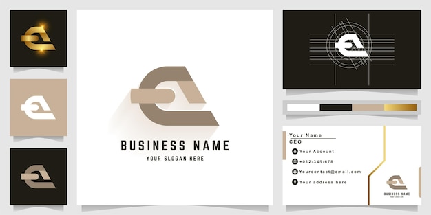 명함 디자인의 Letter E 또는 Ea 모노그램 로고