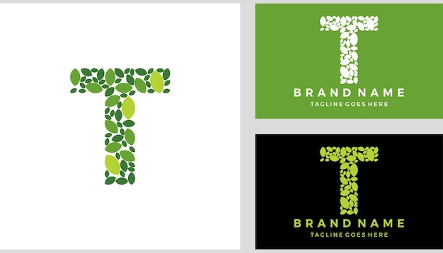 Letter eerste T blad logo vector ontwerpsjabloon