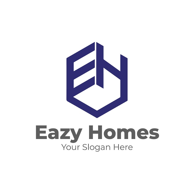 Letter EH Modern Digital Real Estate Building Brand Logo