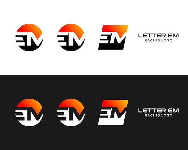 Vector letter em monogram geometric bold shape industry logo design