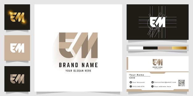 Letter EM of EN monogram logo met visitekaartje ontwerp