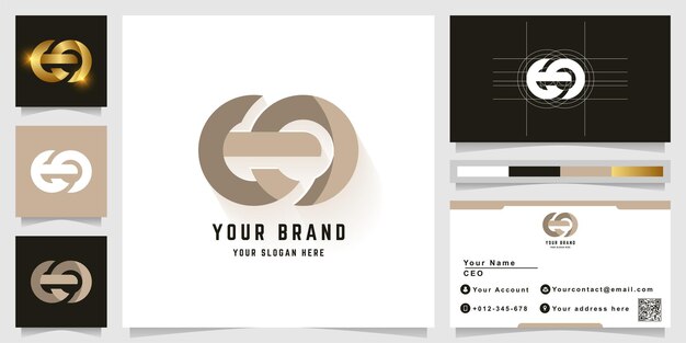 Letter EO or CO monogram logo with business card design