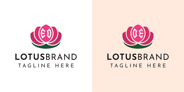 EO 또는 OE 이니셜이 있는 연꽃 관련 비즈니스에 적합한 문자 EO 및 OE Lotus 로고 세트