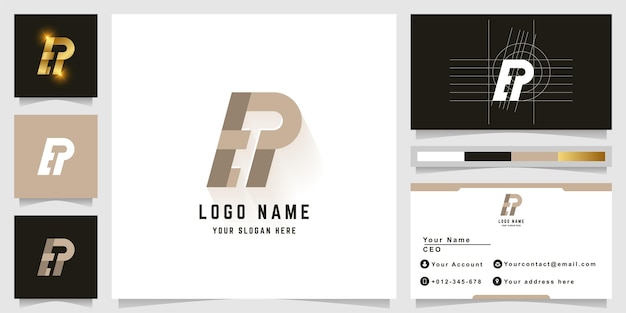 Vector letter ep or bp monogram logo with business card design