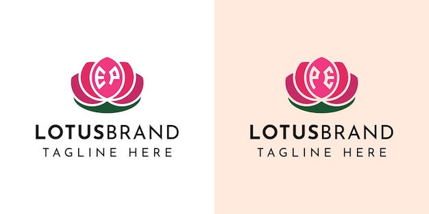 Letter EP en PE Lotus Logo Set geschikt voor zaken gerelateerd aan lotusbloemen met EP- of PE-initialen