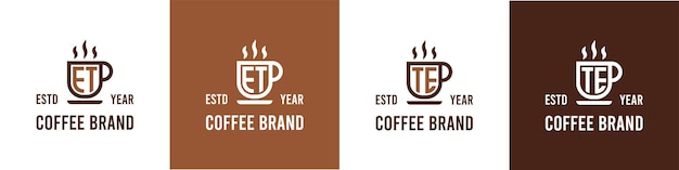 Буква ET и TE Coffee Logo подходит для любого бизнеса, связанного с кофе, чаем или другим, с инициалами ET или TE.