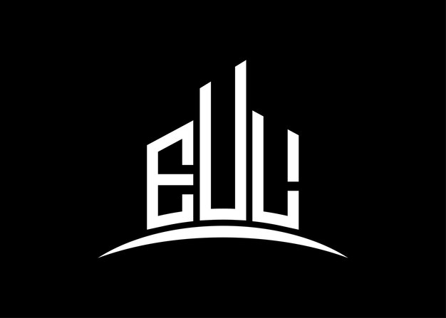 EUL (ビル・ベクトル・モノグラム) ロゴデザインのテンプレート