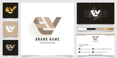 Letter ev or ey monogram logo with business card design