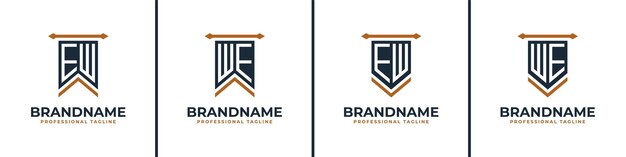 Буквы EW и WE Pennant Flag Logo Set представляют победу Подходит для любого бизнеса с инициалами EW или WE