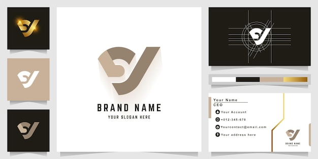 명함 디자인의 Letter ey 또는 cJ 모노그램 로고