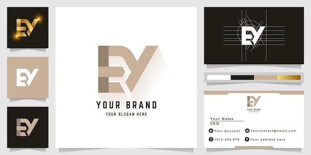 Letter EY or EN monogram logo with business card design