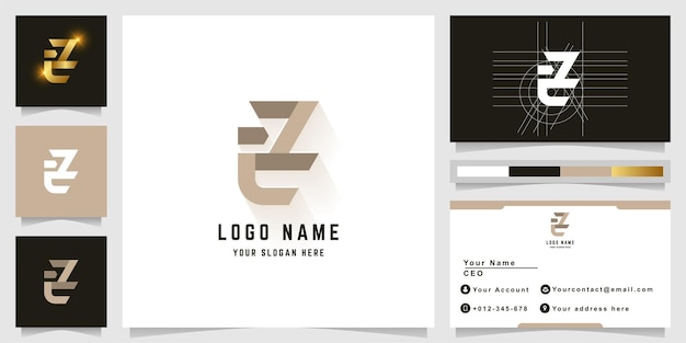 Vector letter ez of tz monogram logo met visitekaartje ontwerp