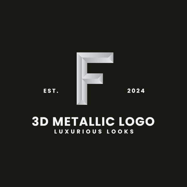 Vector letter f 3d monochroom concept logo royale en klassieke branding