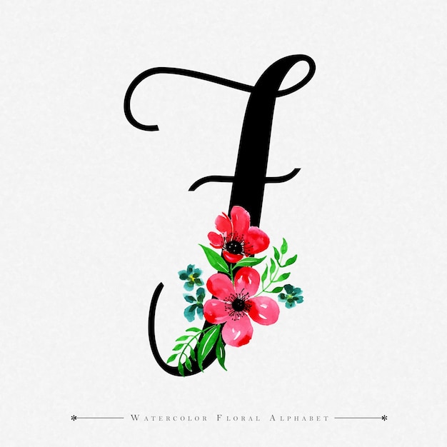 Letter F Aquarel bloemen achtergrond