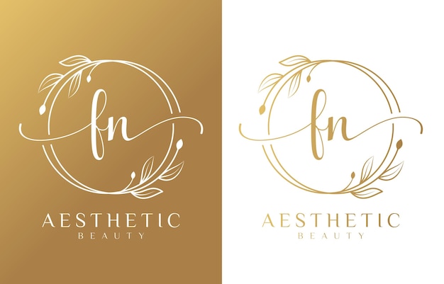 Vector letter f beauty logo with flourish ornament