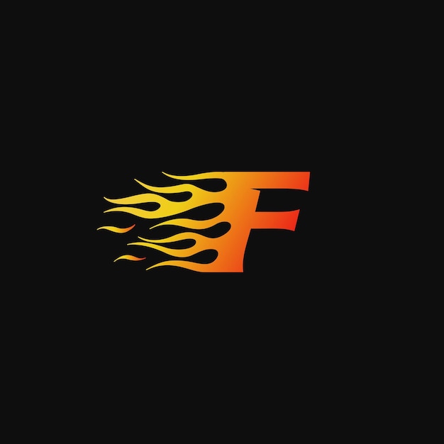 Шаблон логотипа буквы F с горящим пламенем