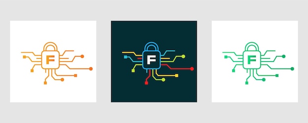 Letter F Cyber Security logo. F letter logo for Cyber Protection Symbol