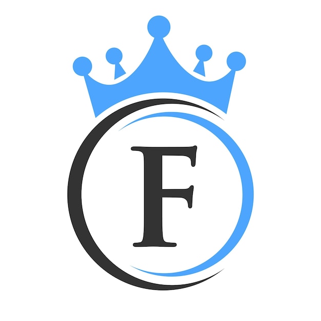 Lettera f elegant crown logo template royal crown logotype segno di lusso per beauty fashion spa