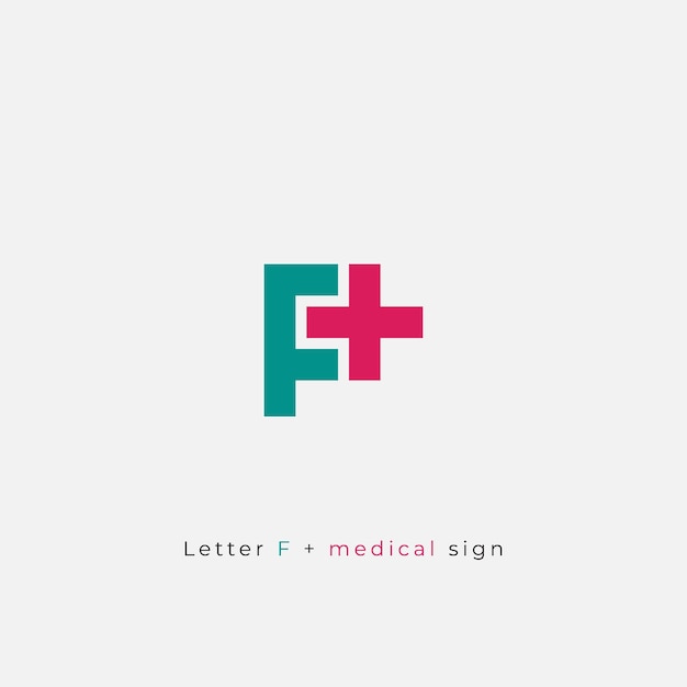 Letter F en kruis plus medisch logo icoon