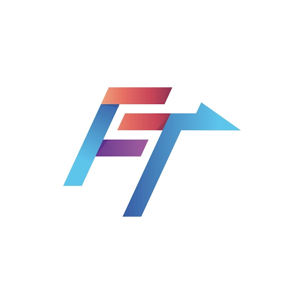 Letter f en t pijl logo ontwerp