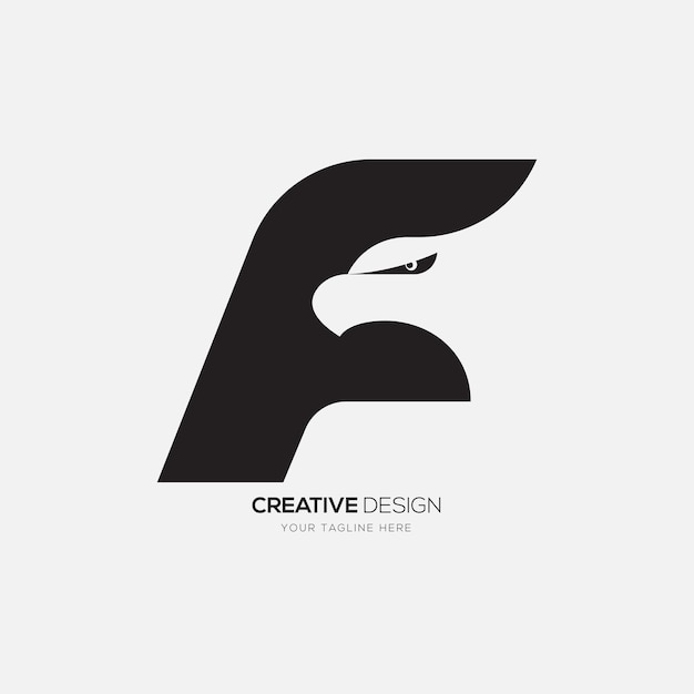 Буква F сокол абстрактный силуэт летающего орла монограмма негативное пространство логотип