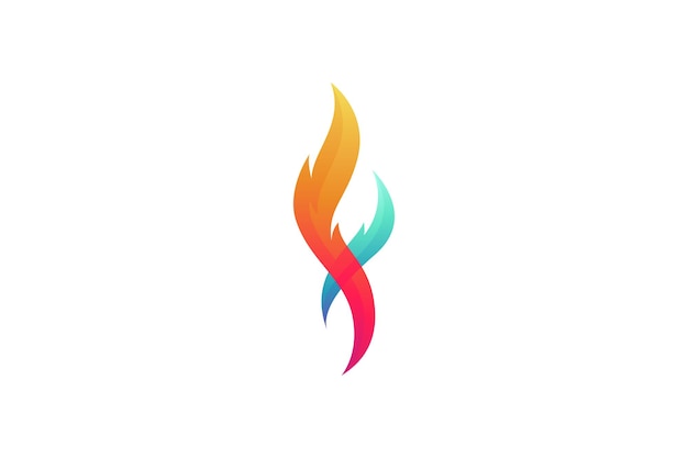 Letter f and fire logo design template