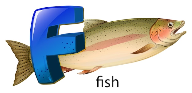 Vector a letter f for fish