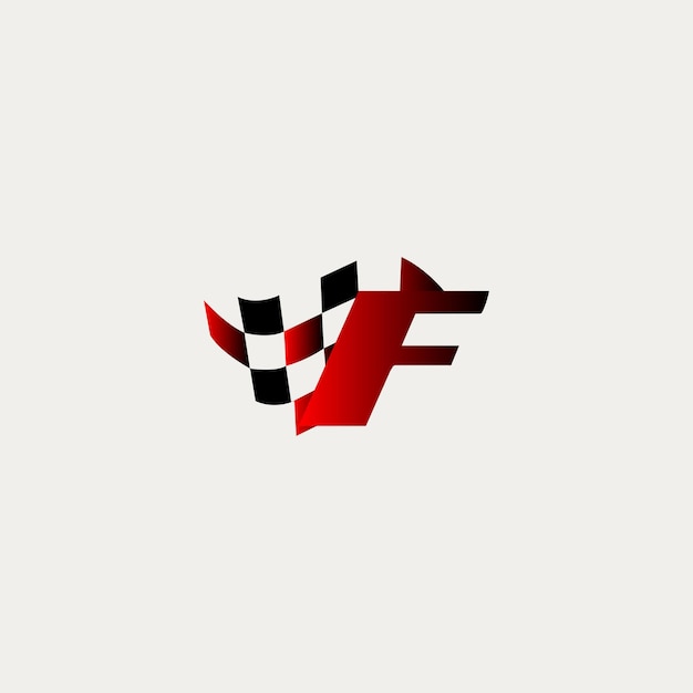 Letter F flag racing race design vector