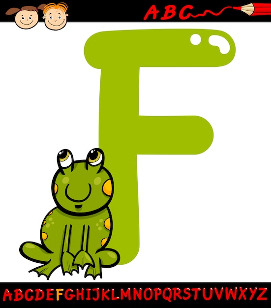 Lettera f per l'illustrazione del fumetto della rana