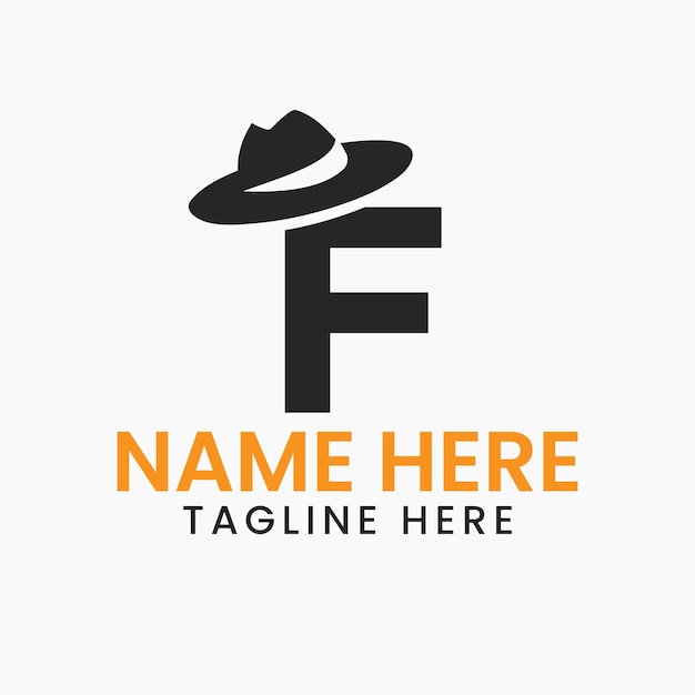 Letter F Gentlemen Hat Logo Design Concept With Cowboy Hat Icon Template