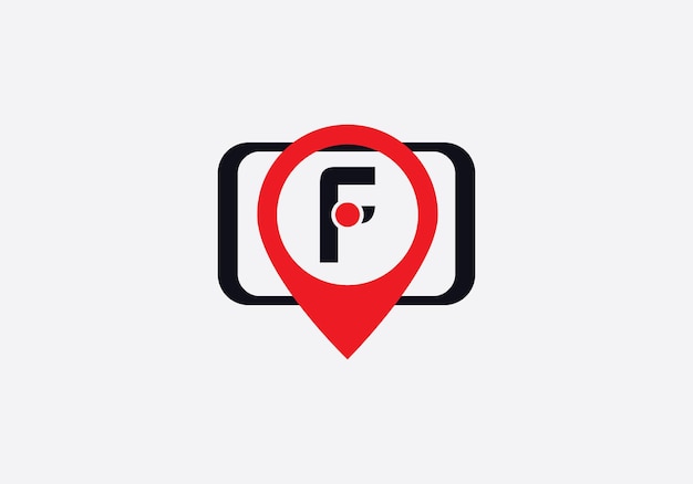 Letter F geolocation pin location map vector logo design template